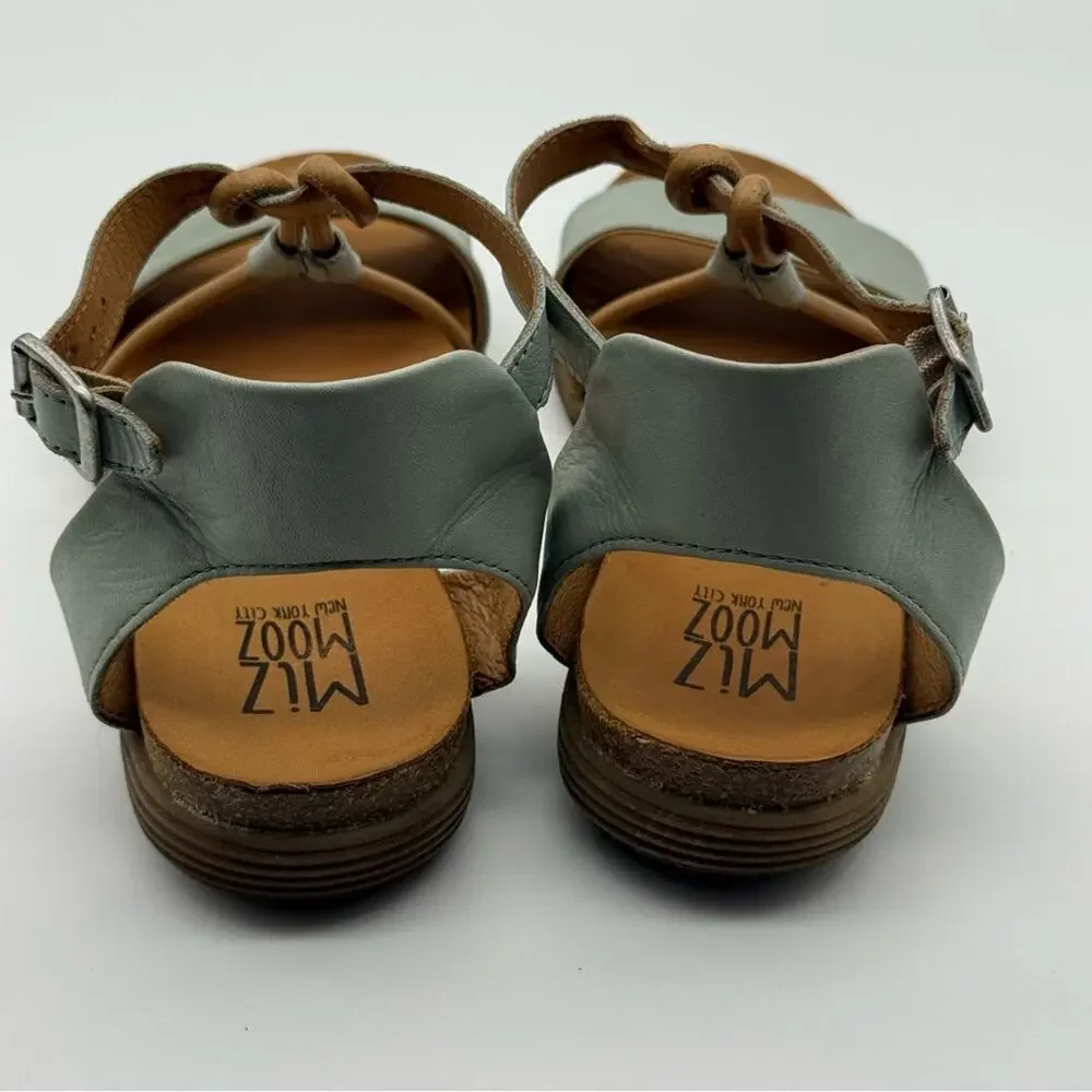 Miz Mooz Medina T Strap Leather Sandal Aquamarine Blue EU 37 US 6.5-7 - Picture 14 of 15